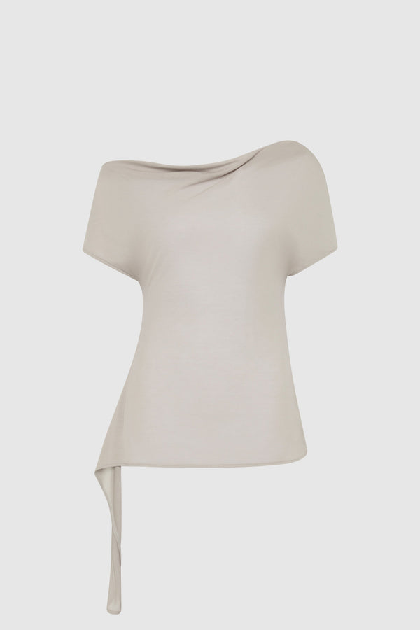 Fine Jersey Off Shoulder Top - Soft Ash