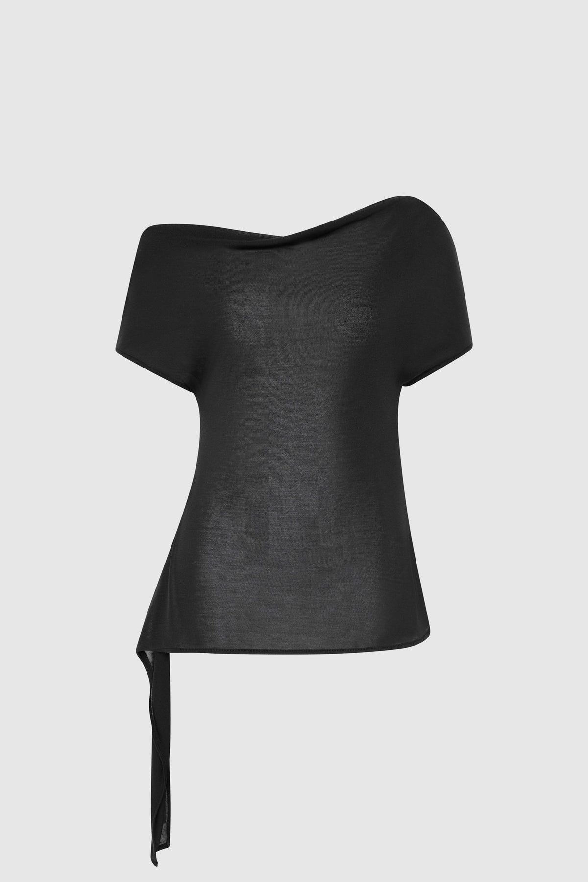 Fine Jersey Off Shoulder Top - Charcoal