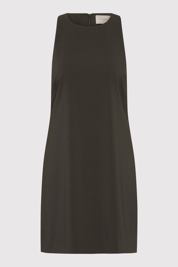 Cut Away Shift Dress - Black Olive