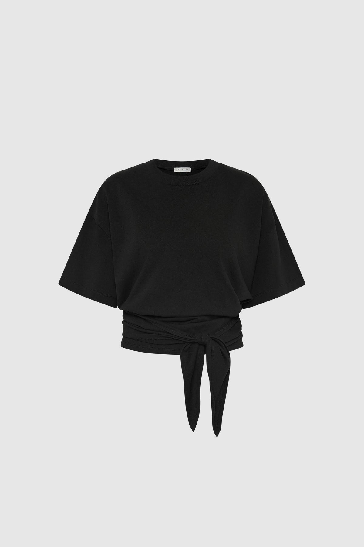 Cotton Jersey Split Back Tee - Black