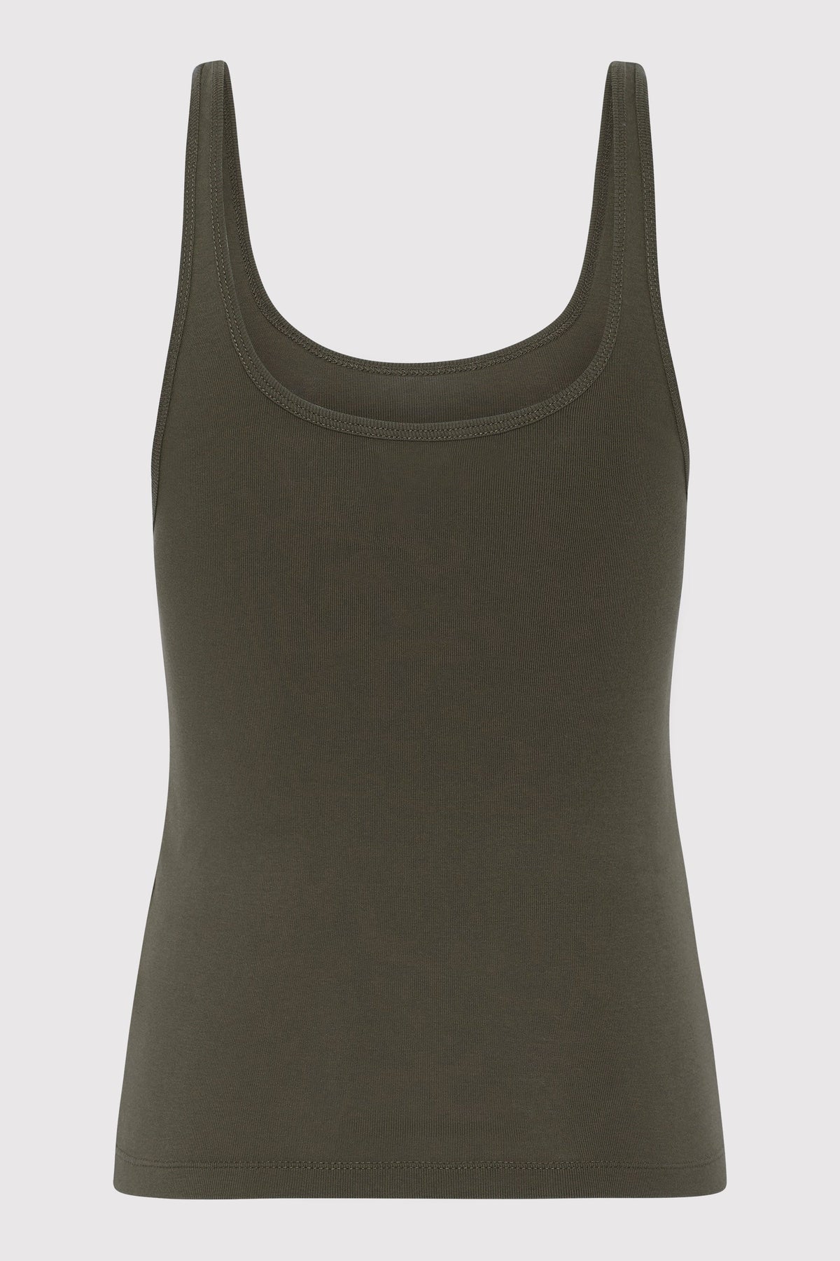 Organic Cotton Slim Scoop Tank - Khaki