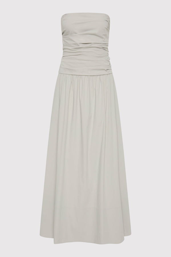 Gathered Strapless Tie Back Dress - Silver