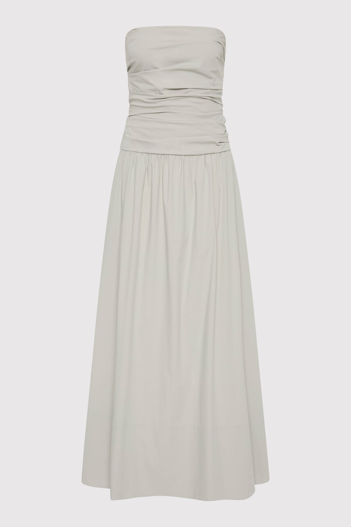 Gathered Strapless Tie Back Dress - Silver
