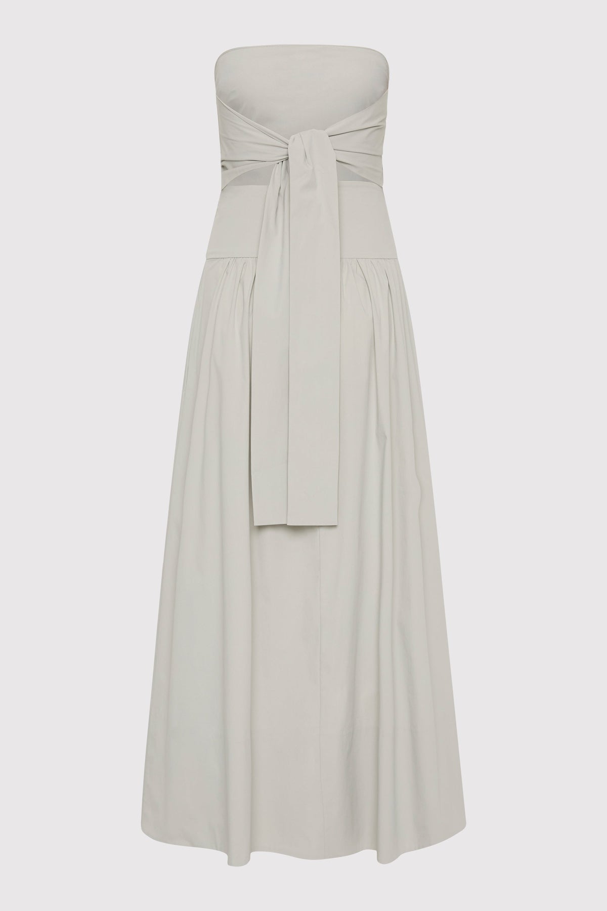 Gathered Strapless Tie Back Dress - Silver