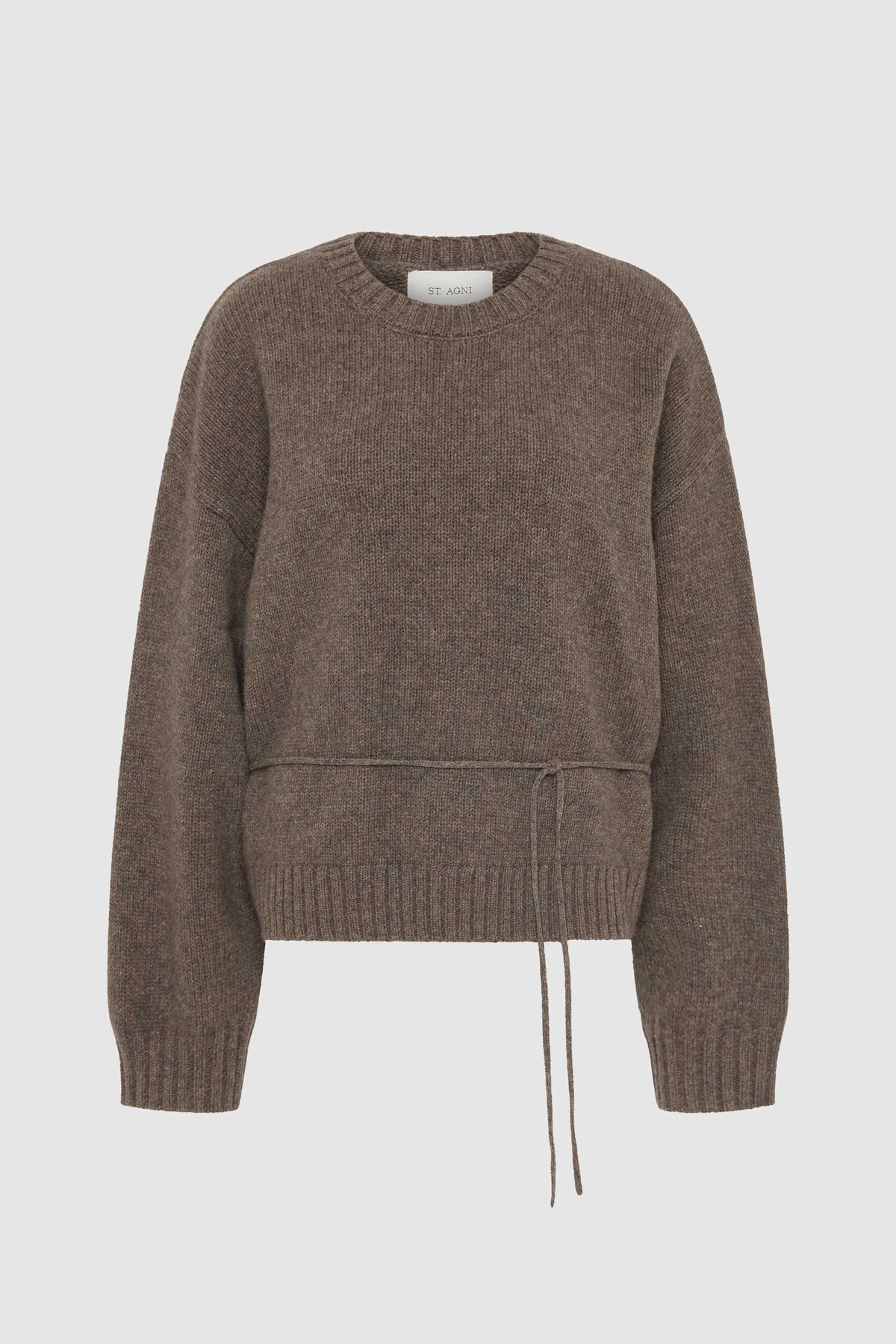 Wool Crew Neck Jumper - Taupe Melange