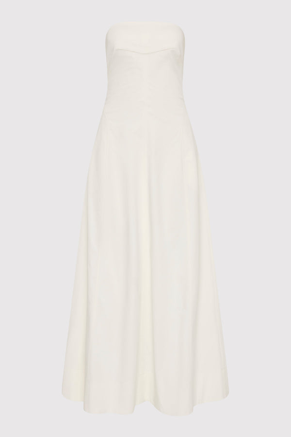 Sculpted Cotton Strapless Dress - Milk