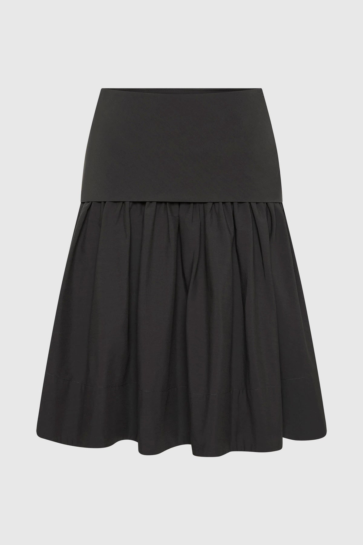 Circle Hem Gathered Skirt - Magnet - Ghost