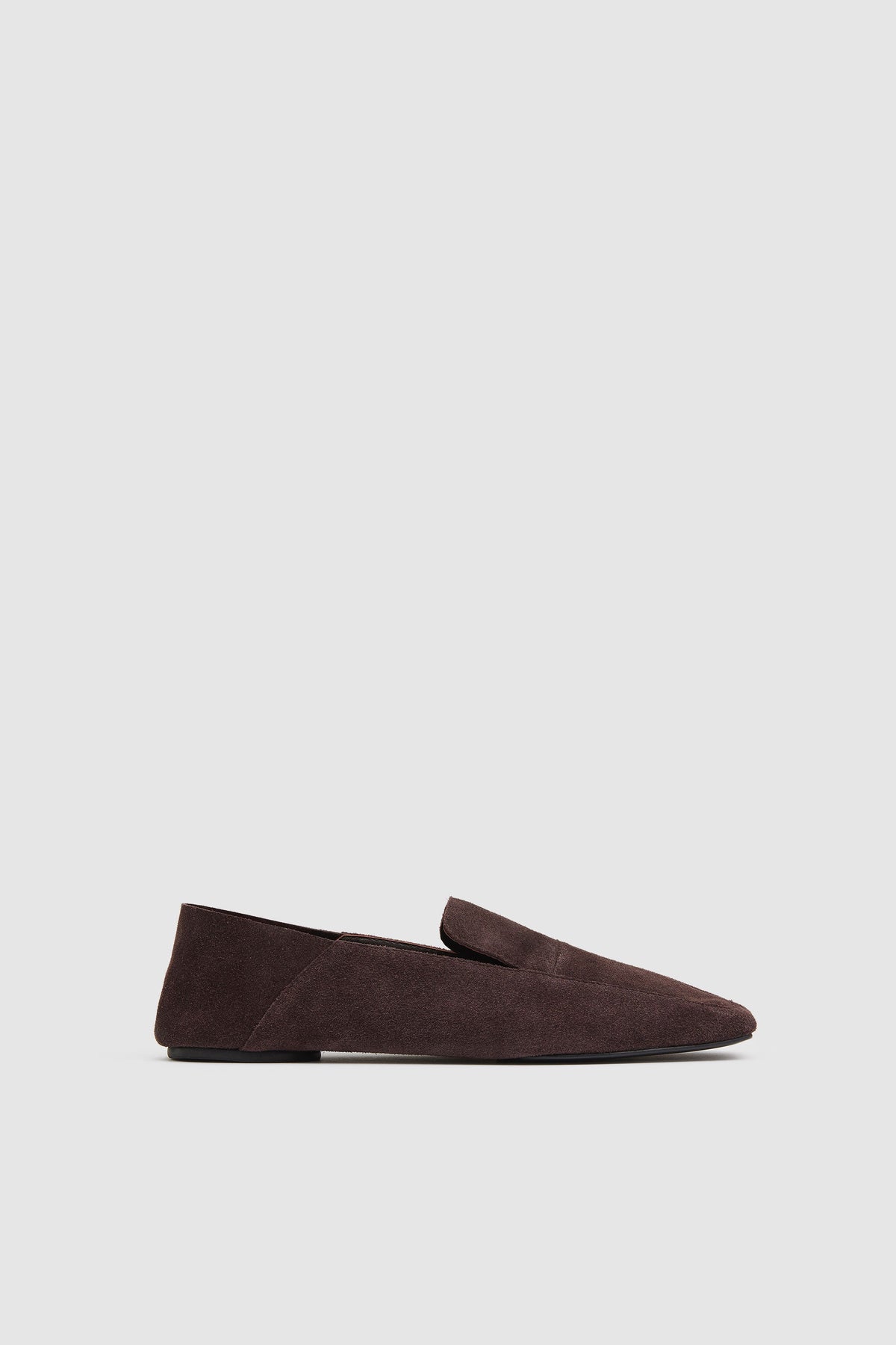 Suede Minimal Flat Loafer - Coffee