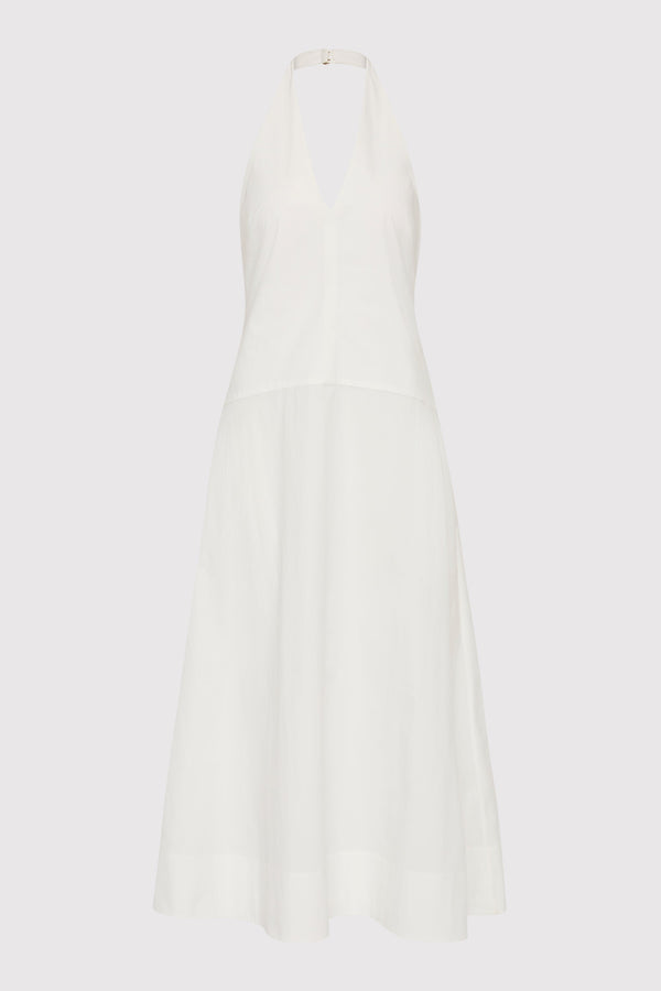 Halter Plunge Dress - White