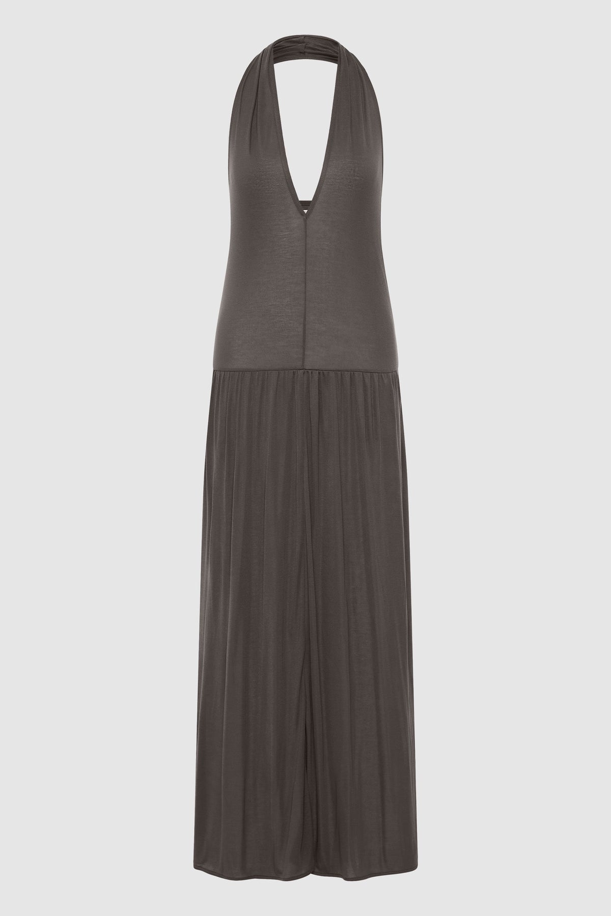 Fluid Jersey Halter Dress - Soot