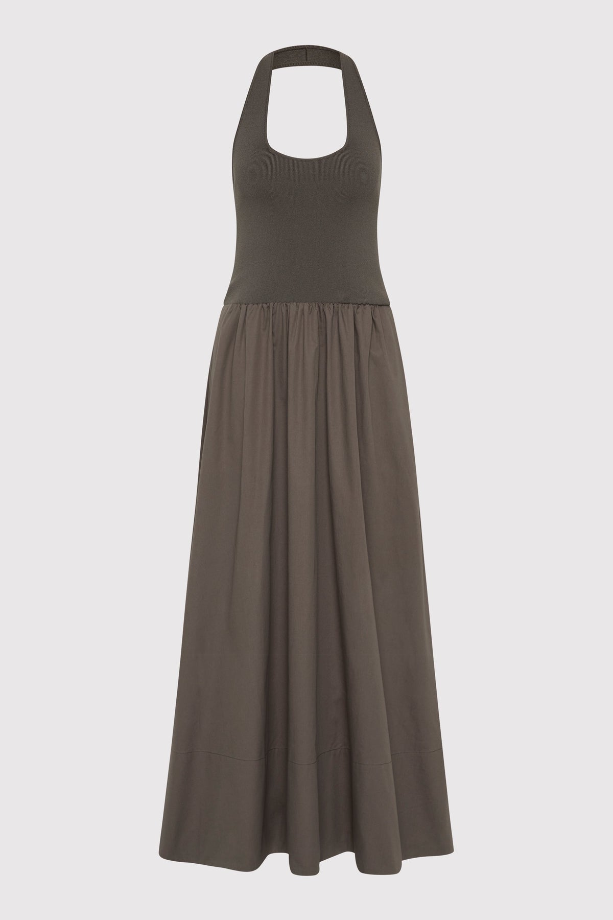 Halter Gathered Dress - Khaki