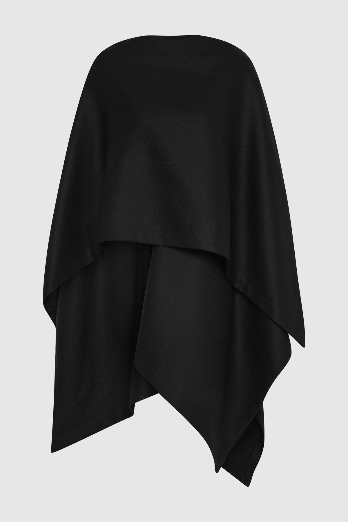 Wool Twill Poncho - Black