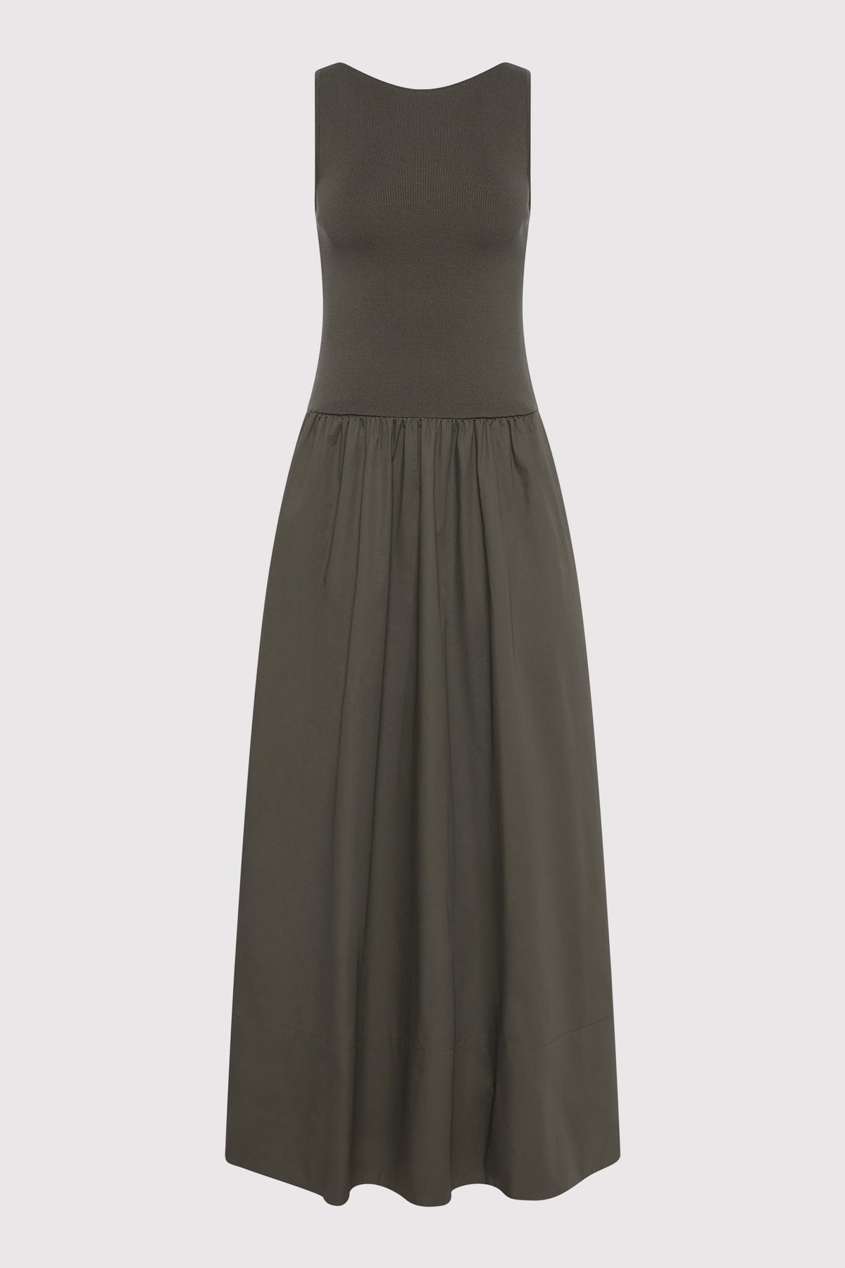 Bateau Cut Out Dress - Khaki