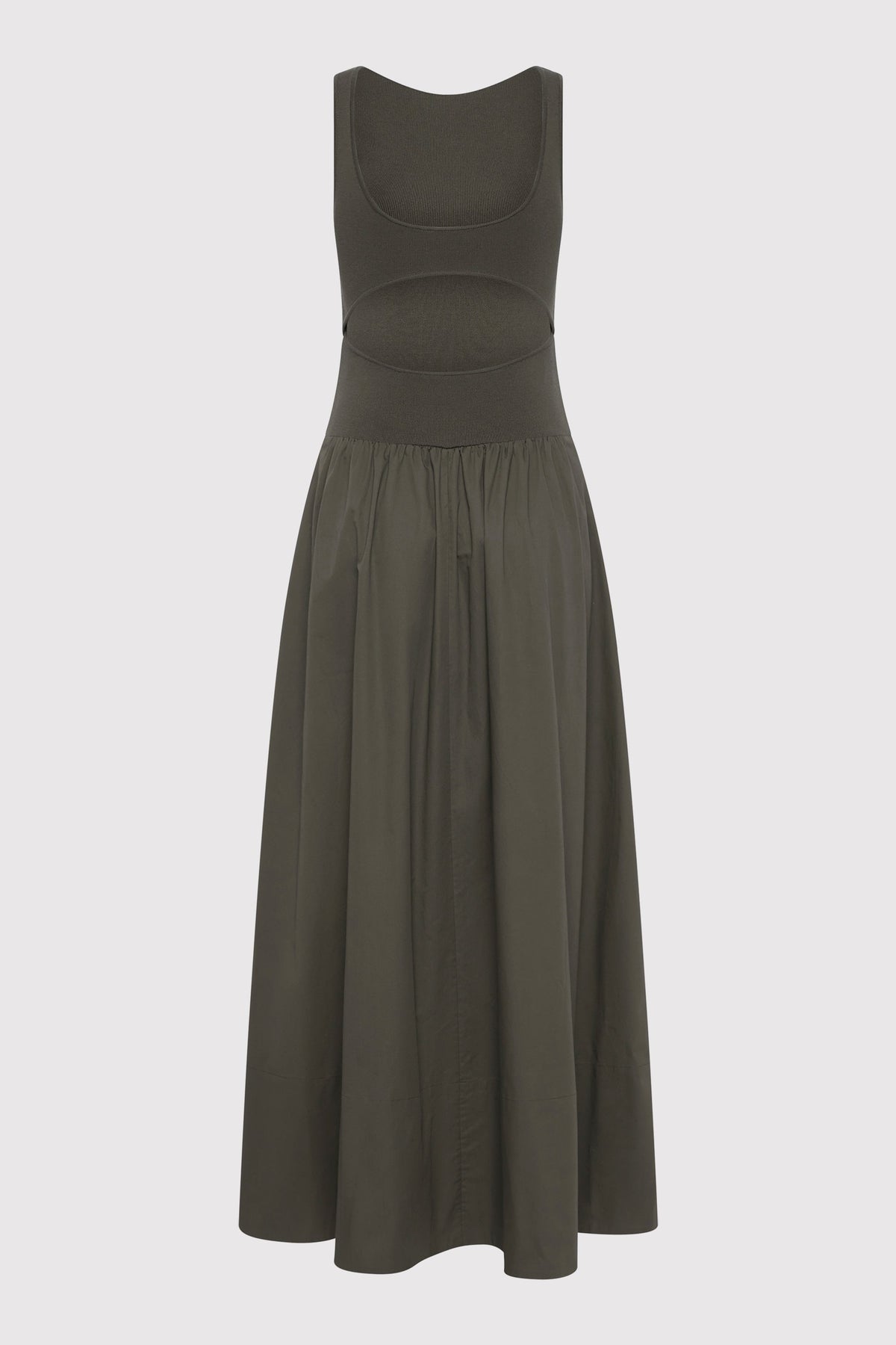 Bateau Cut Out Dress - Khaki