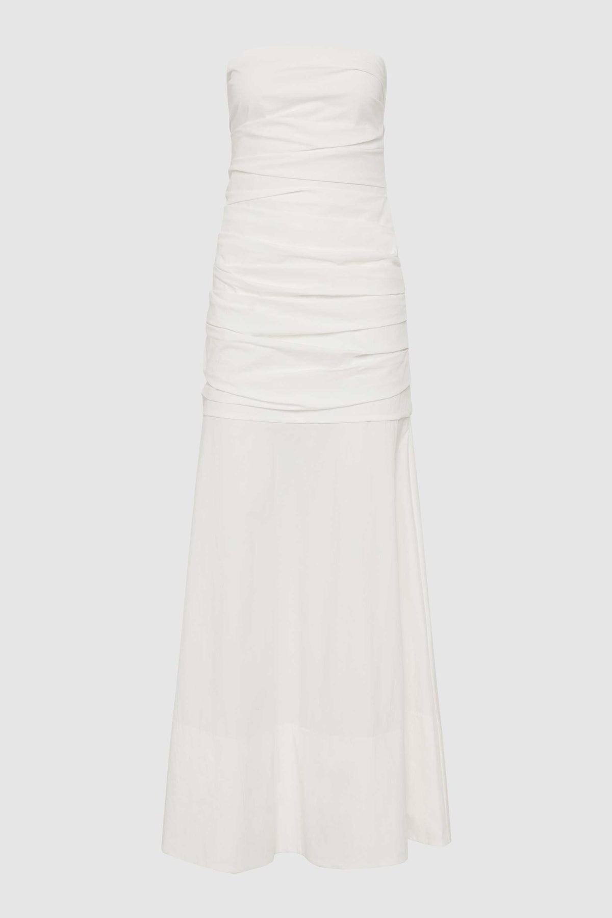 Gathered Strapless Longline Dress - White