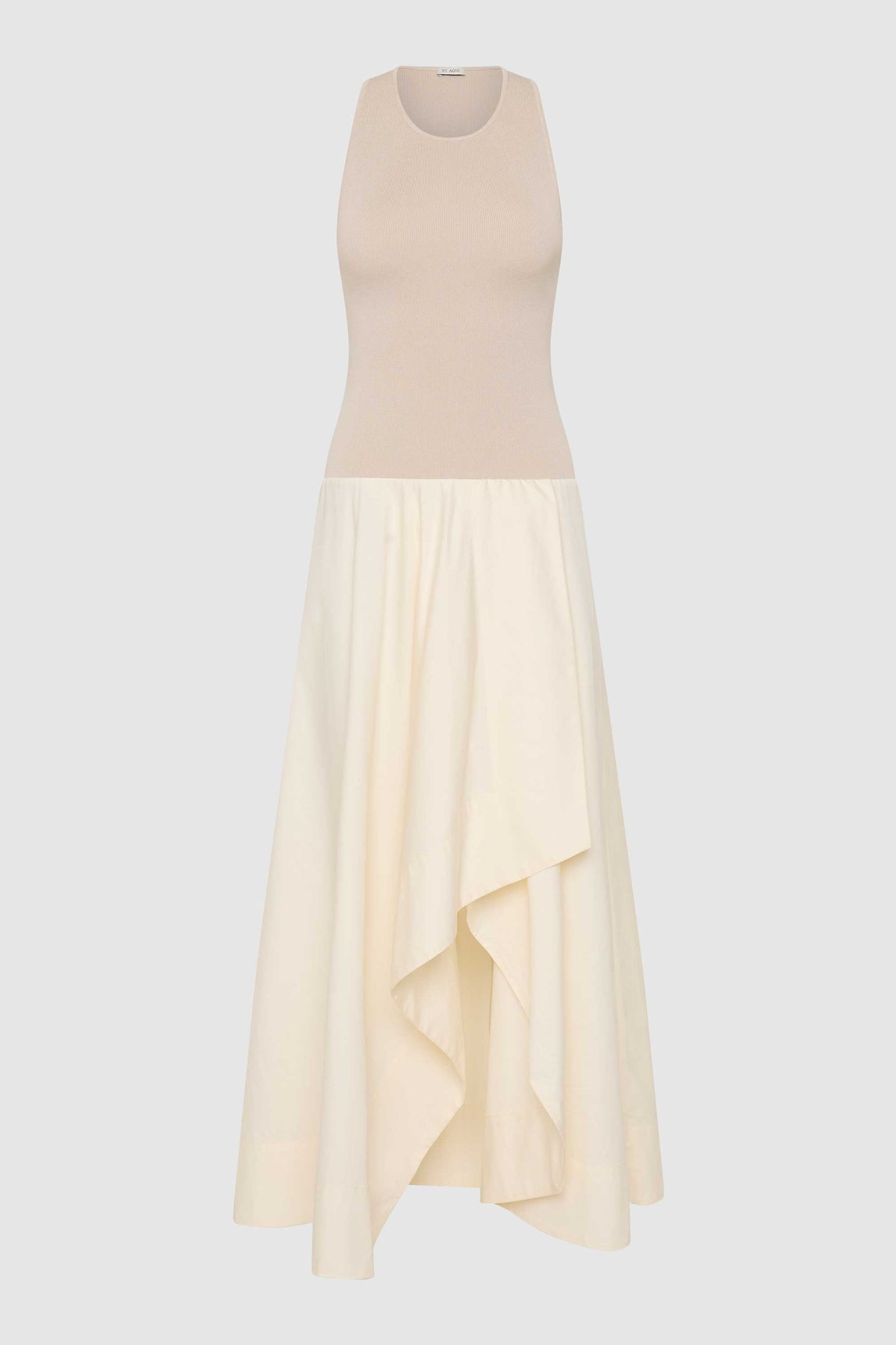 Knit Bodice Asymm Dress - Ecru
