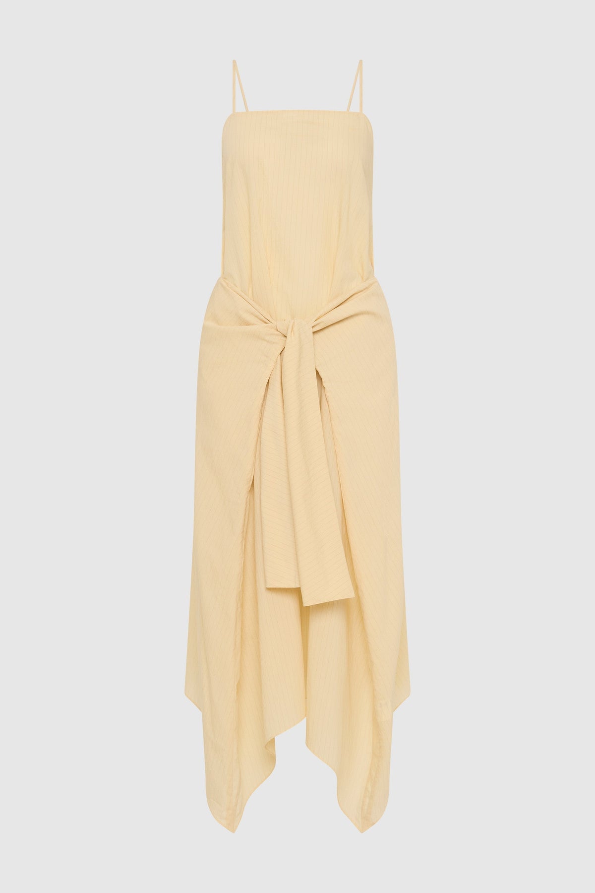 Pinstripe Relaxed Cocoon Dress - Straw