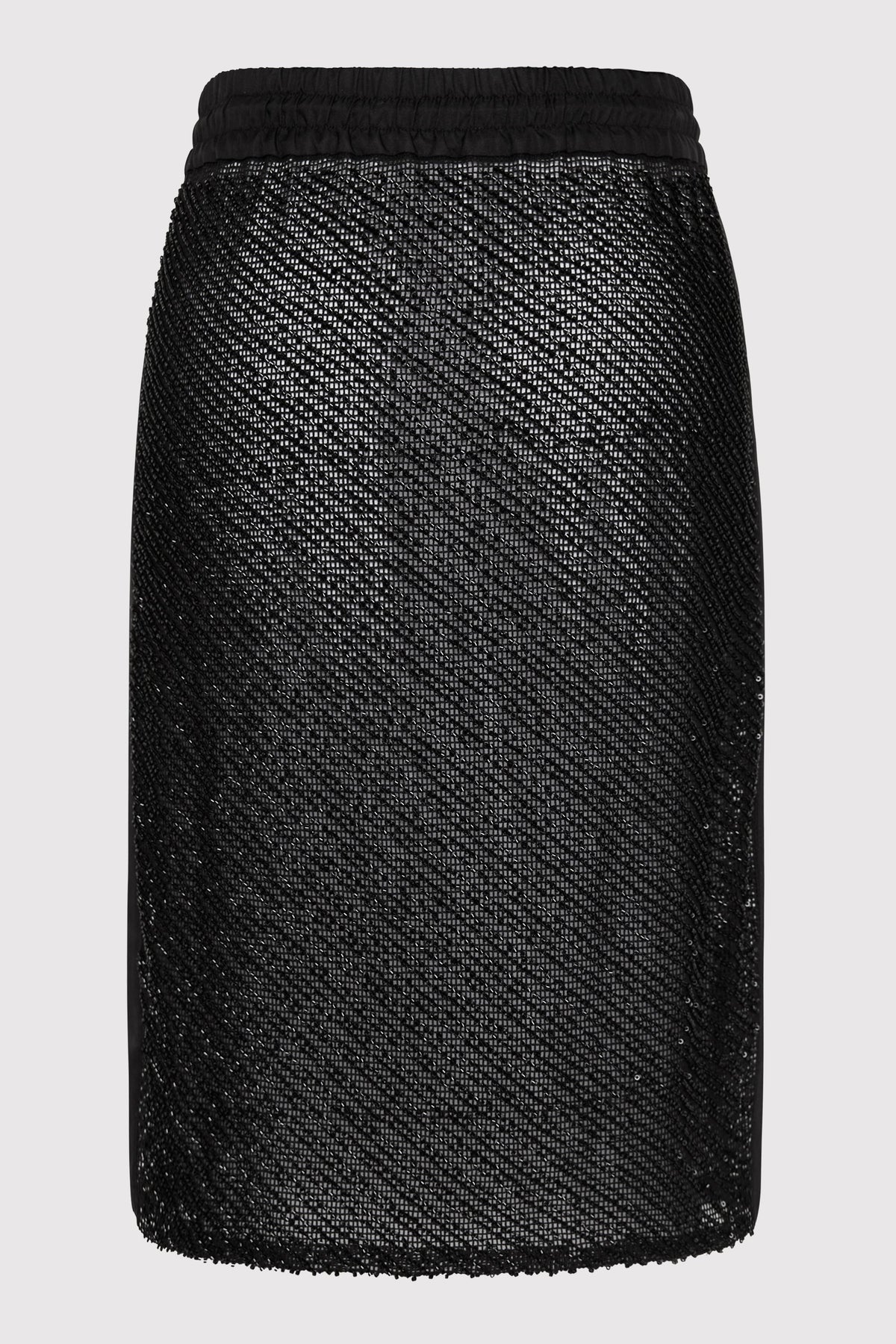 Glass Beaded Mesh Skirt - Jet Black
