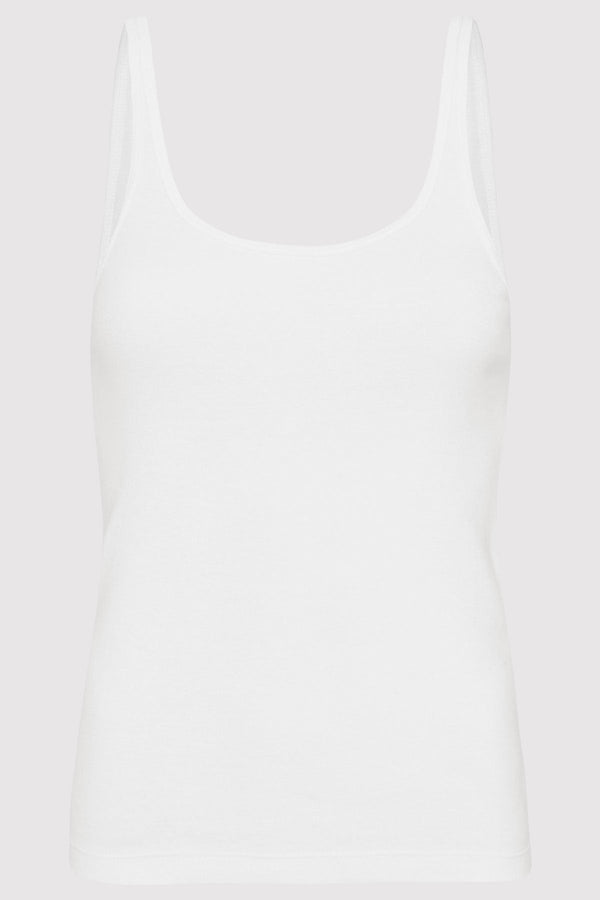 Organic Cotton Slim Scoop Tank - White