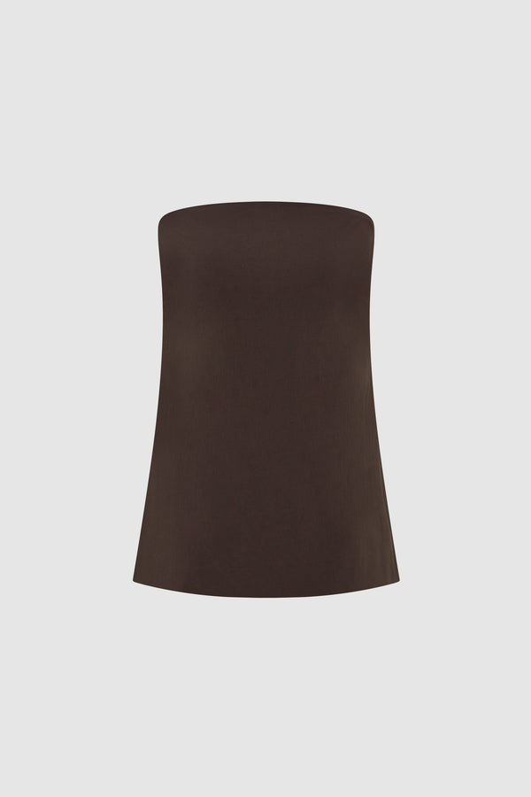 Strapless Rouleau Tie Top - Bark