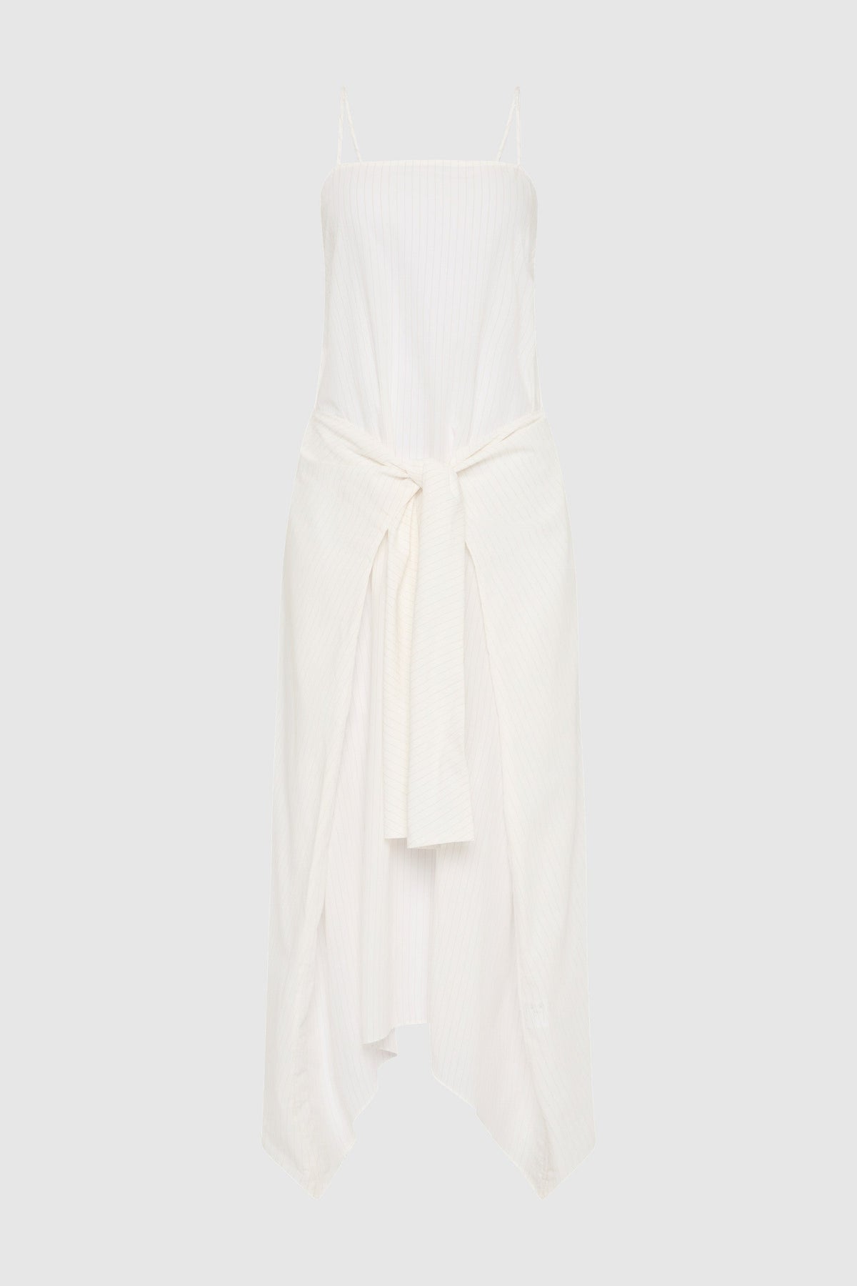 Pinstripe Relaxed Cocoon Dress - White
