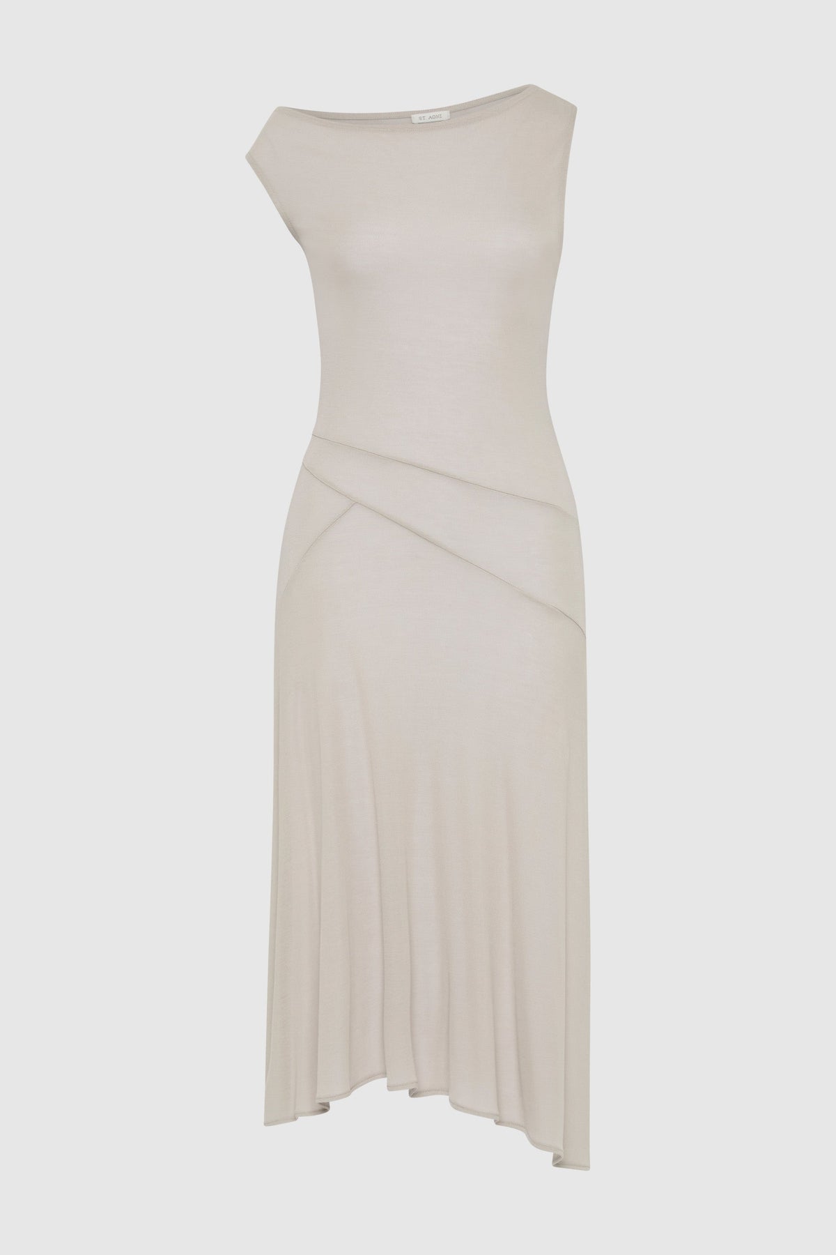 Fine Jersey Off Shoulder Dress - Soft Ash