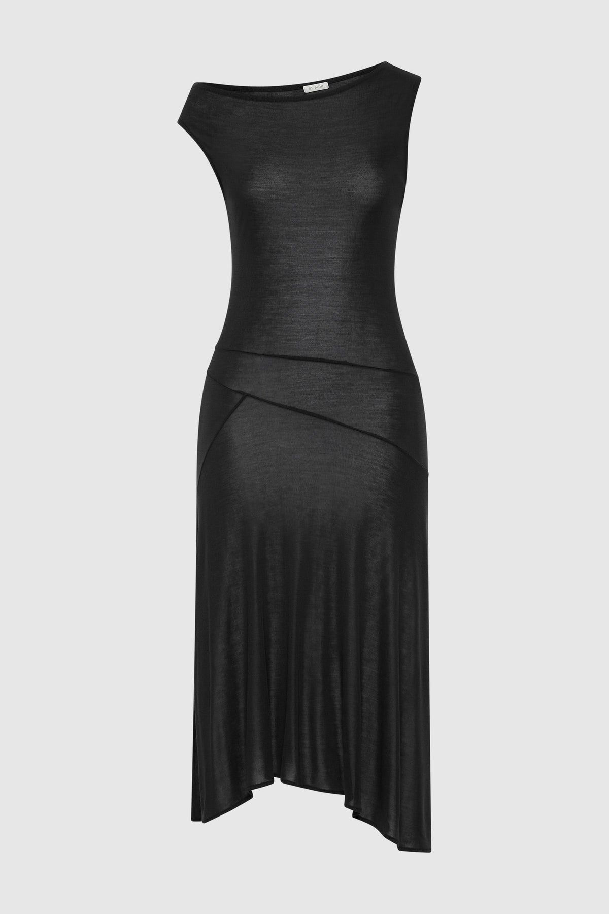 Fine Jersey Off Shoulder Dress - Charcoal