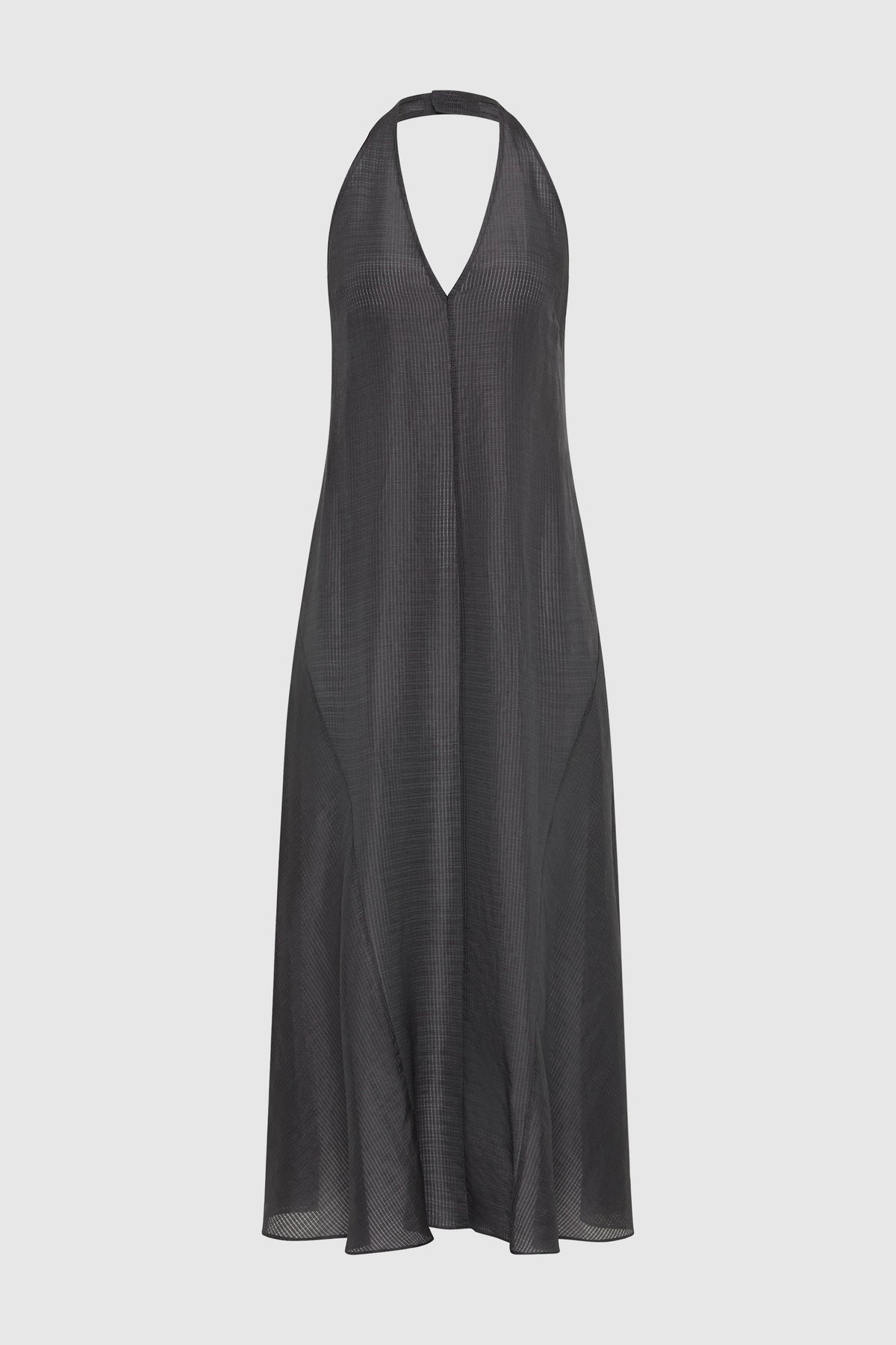 Woven Check Halter Dress - Iron Glaze
