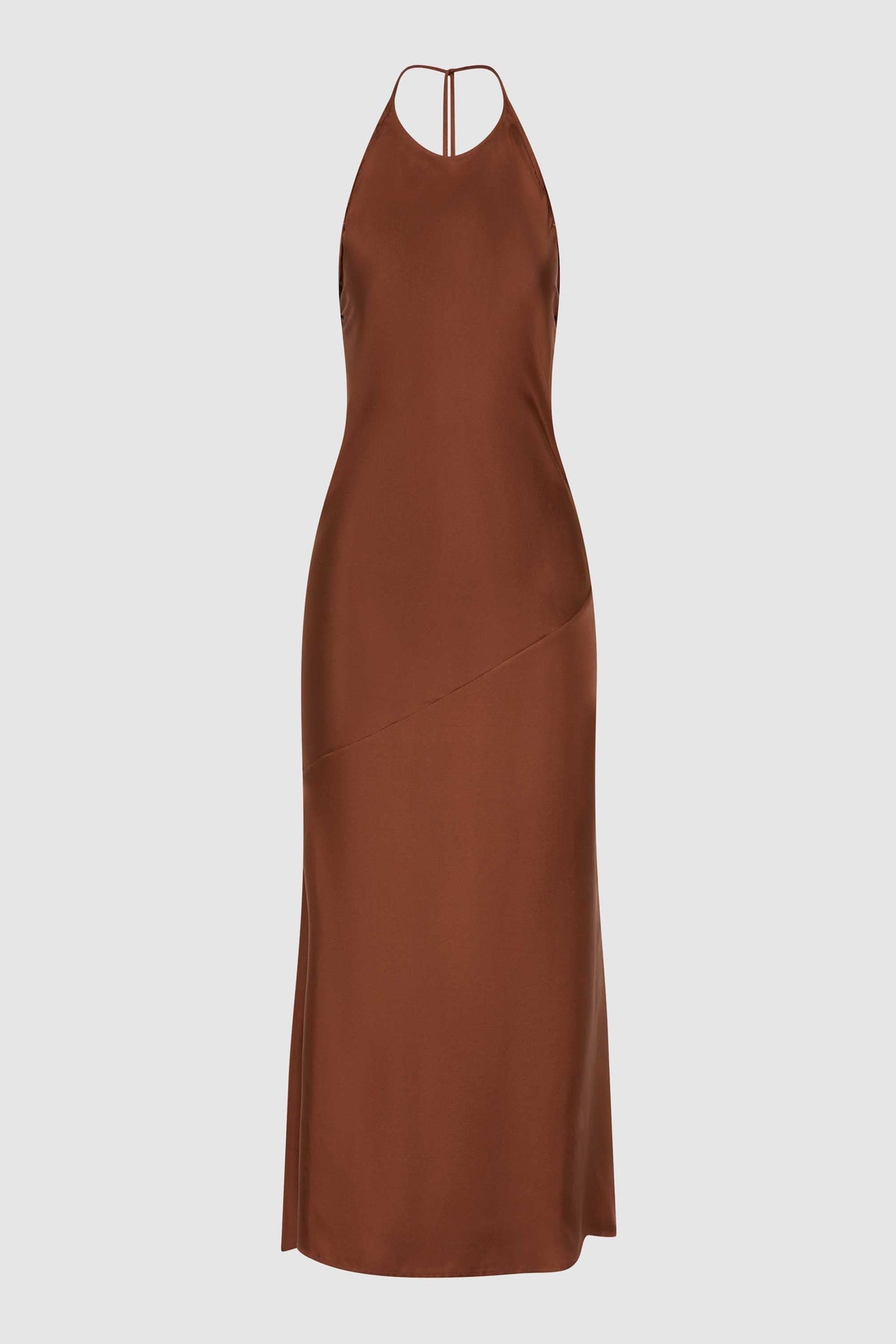 Silk Twill Halter Dress - Brick