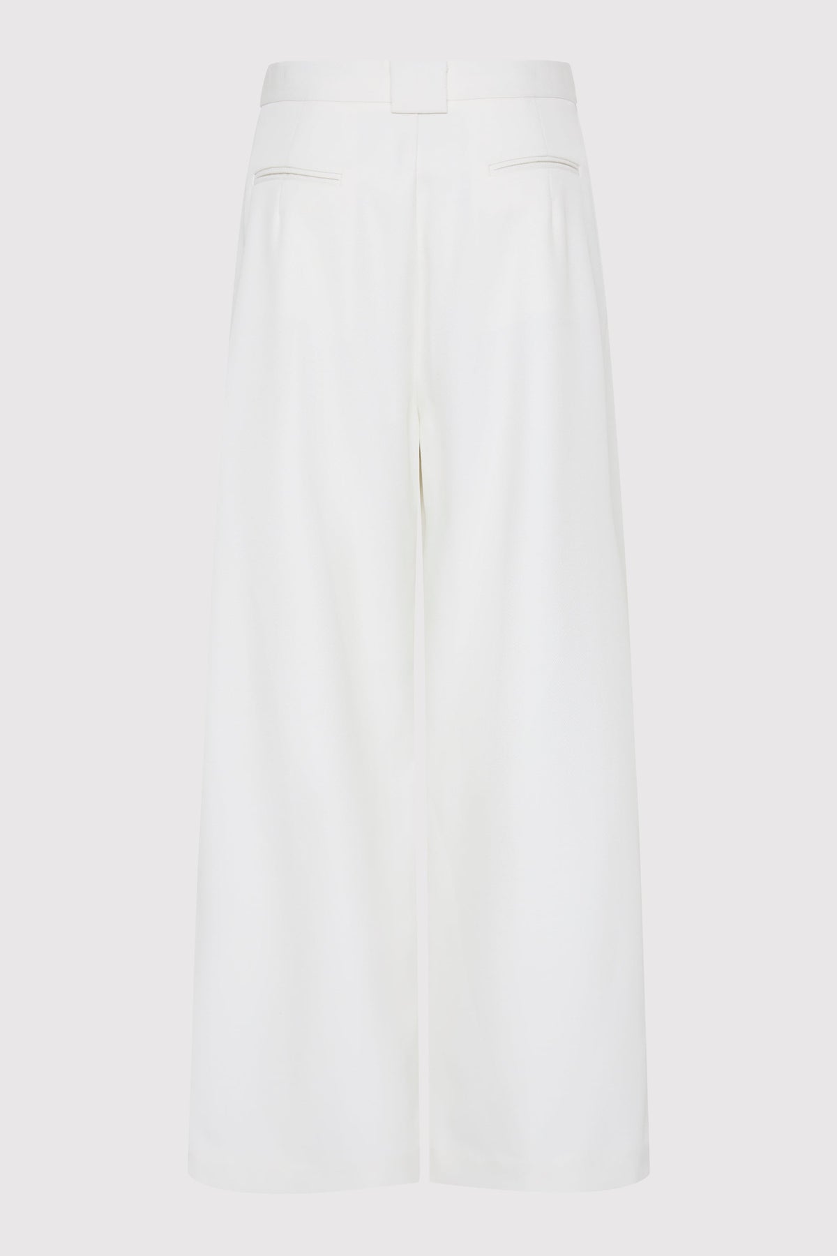 Twill Wide Leg Pleat Pants - Off White