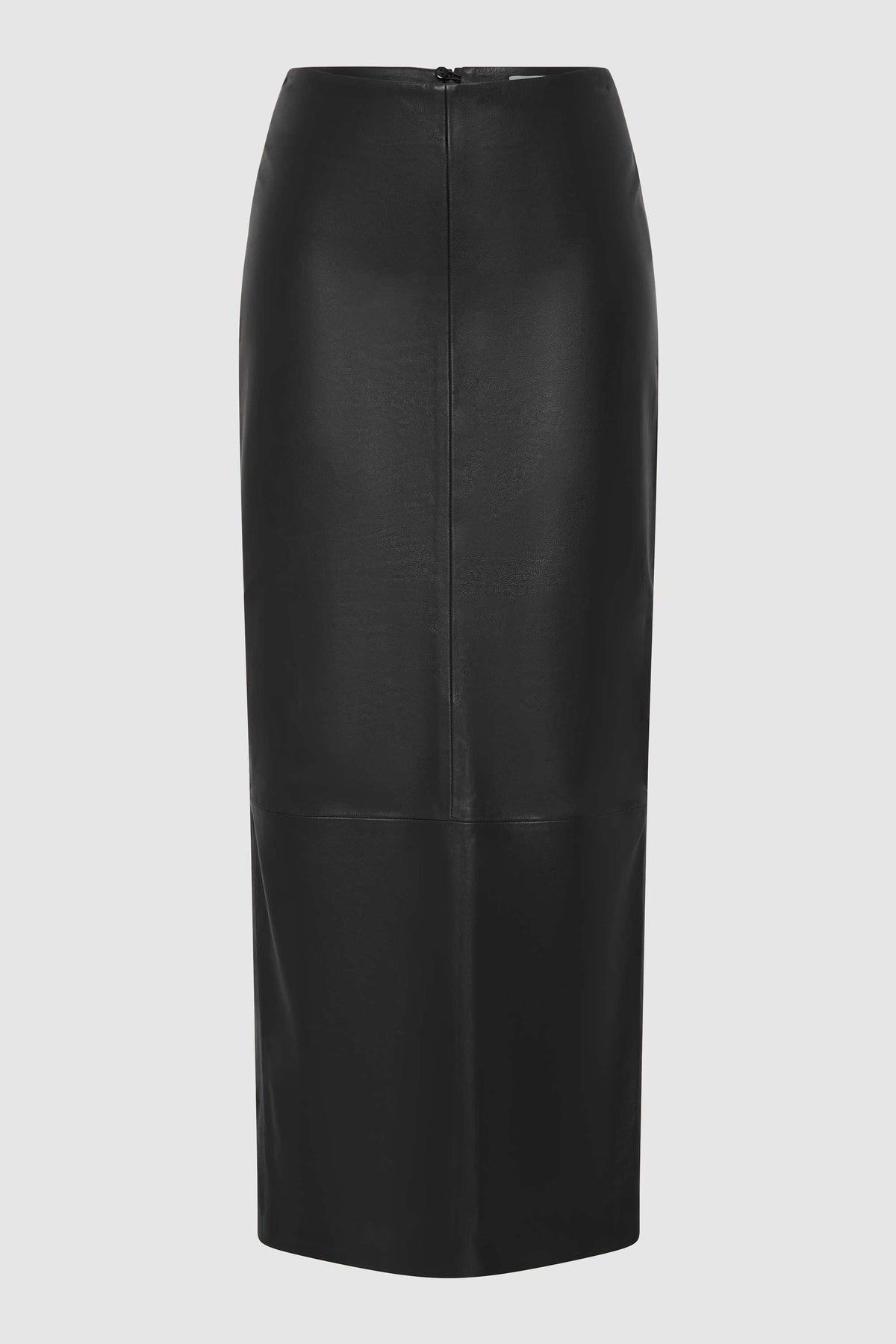 Leather Column Skirt - Black