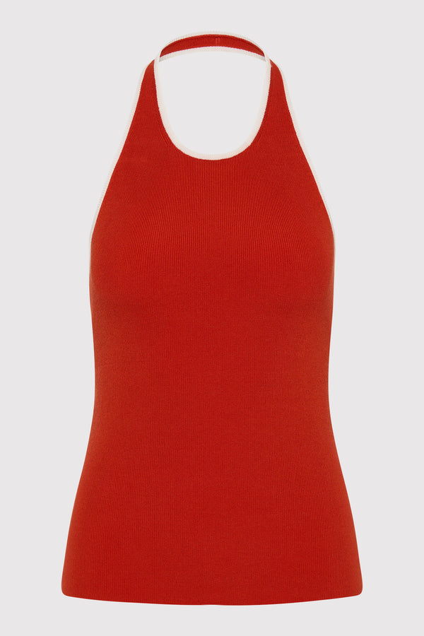 Fine Line Halter Top - Red