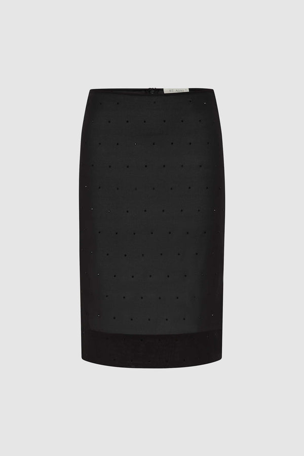 Silk Glass Beaded Skirt - Black