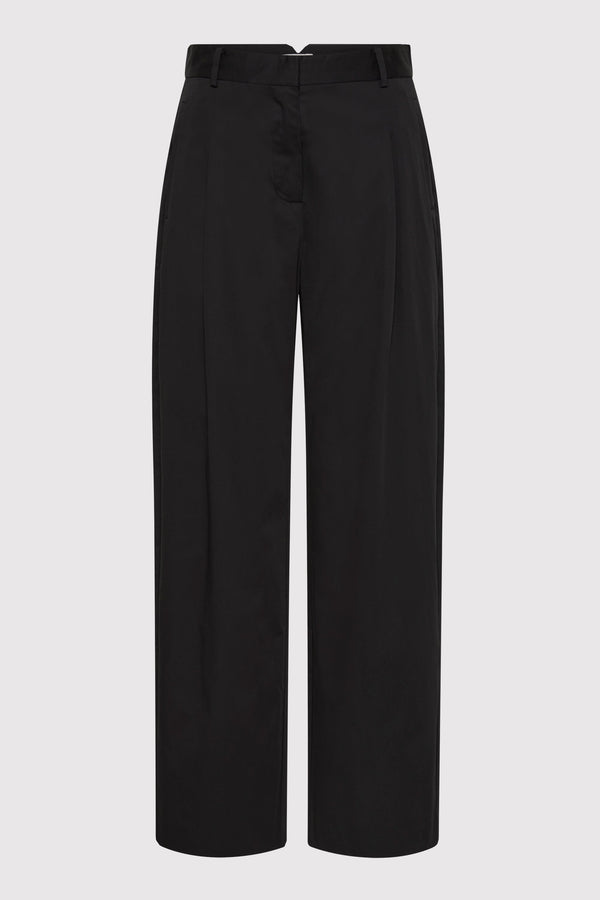 Cotton Barrel Leg Pants - Black