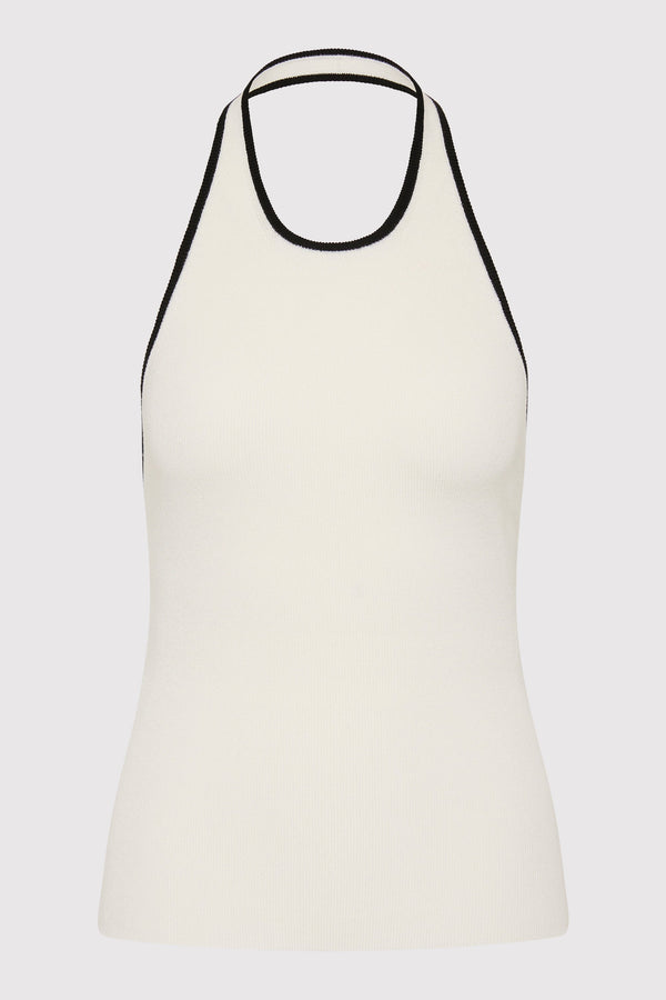 Fine Line Halter Top - Off White / Black