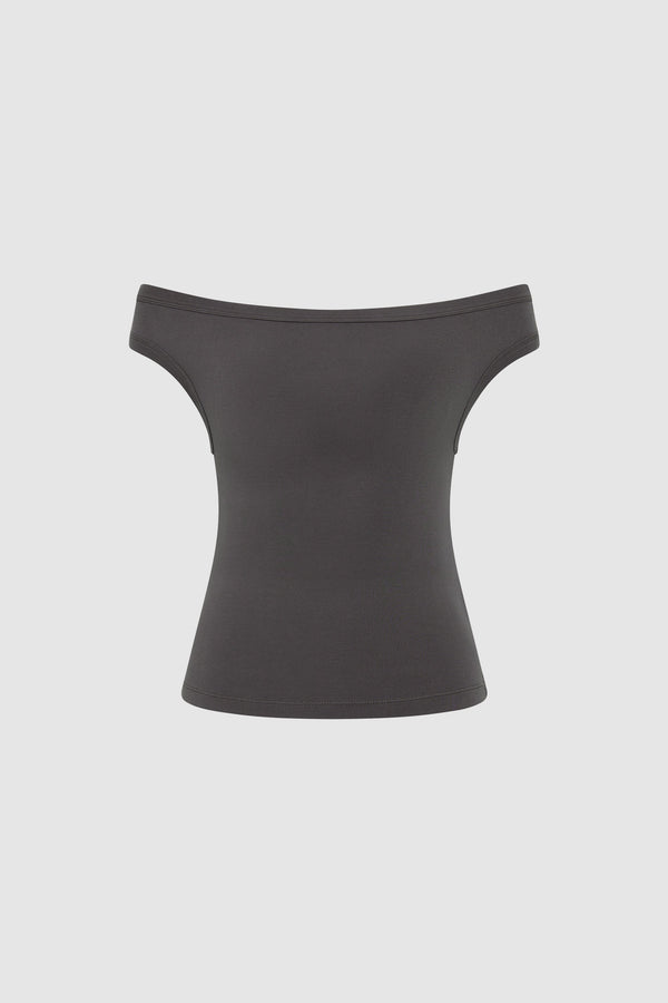 Organic Cotton Off Shoulder Top - Soot