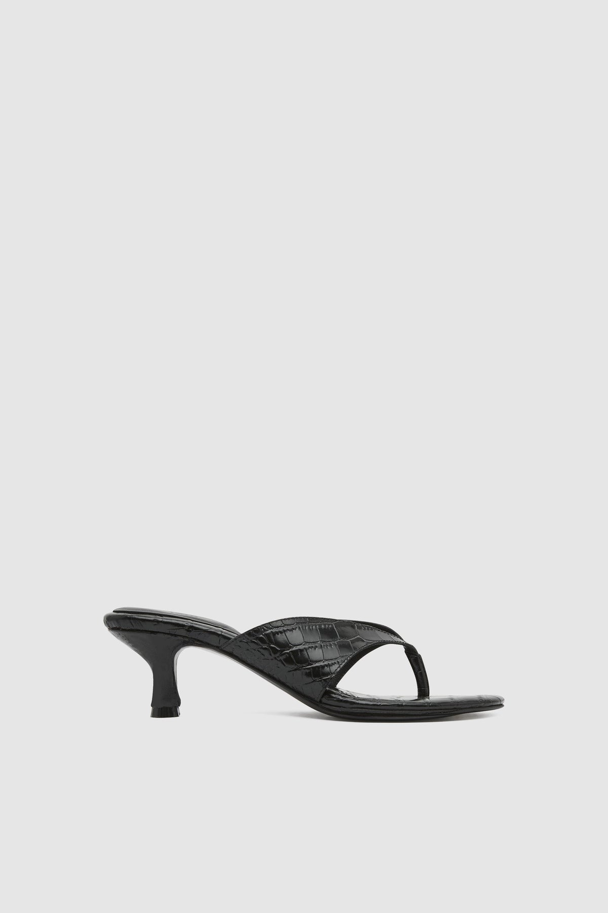 Everyday Thong Heel 50 - Croc Embossed Black - Ghost