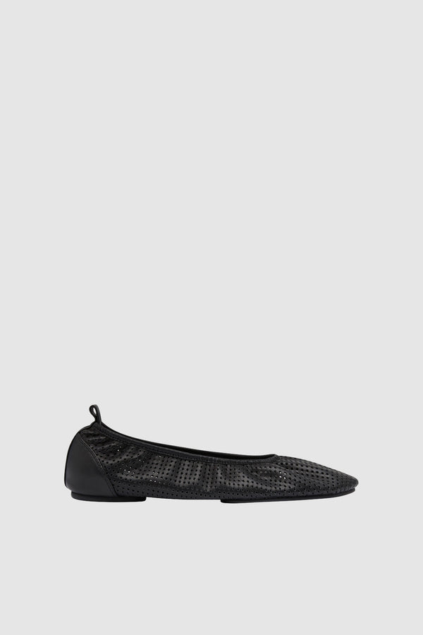 Minimal Perforated Ballet Flat - Black