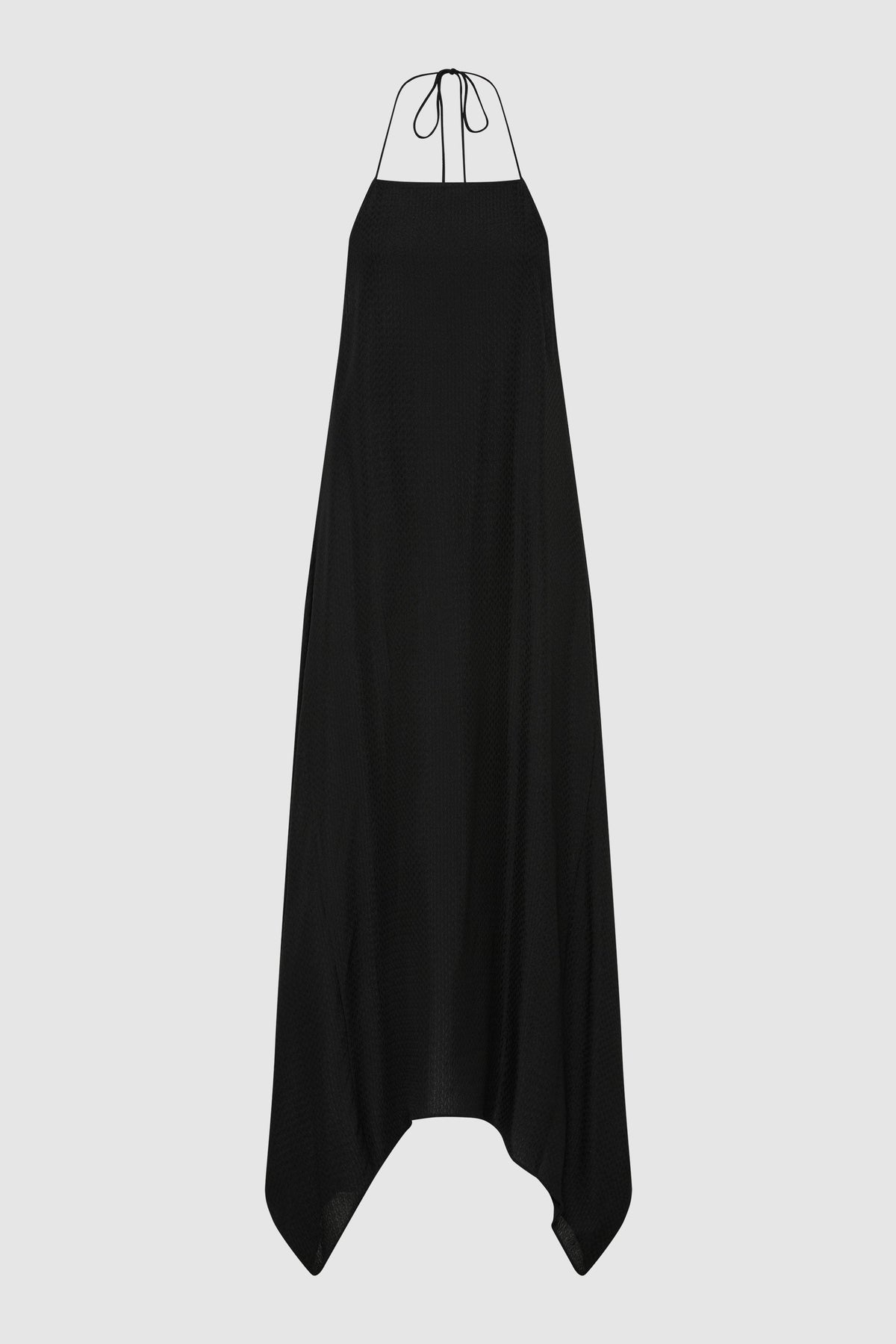 Textured Weave Halter Dress - Black