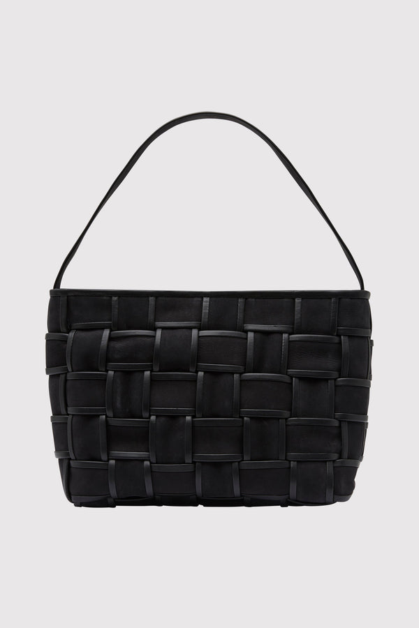 Border Woven Mini Tote - Black