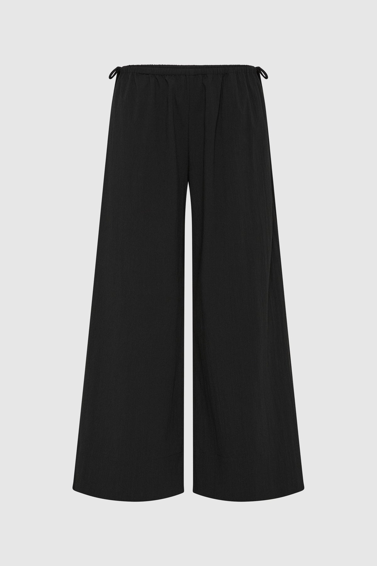 Cropped Drawstring Pants - Black