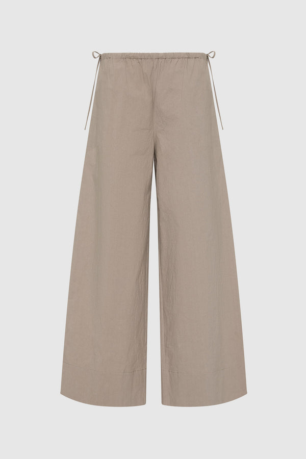 Technical Cotton Cropped Drawstring Pants - Grey Stone