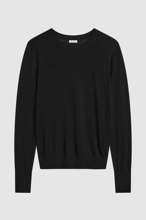 Merino Wool Slit Sleeve Sweater - Black