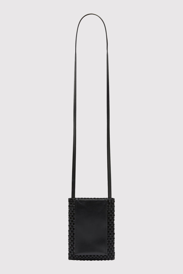 Lattice Contrast Sling Pouch - Black