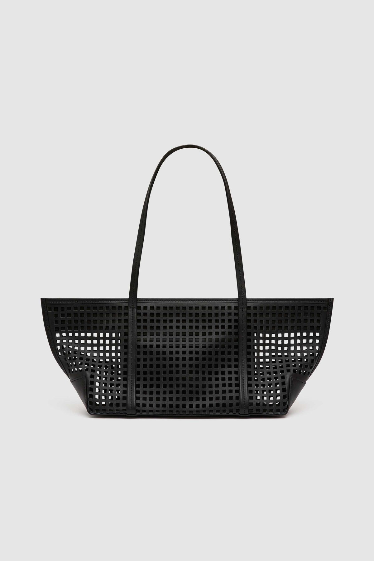 Perforated Slim Bateau Tote - Black