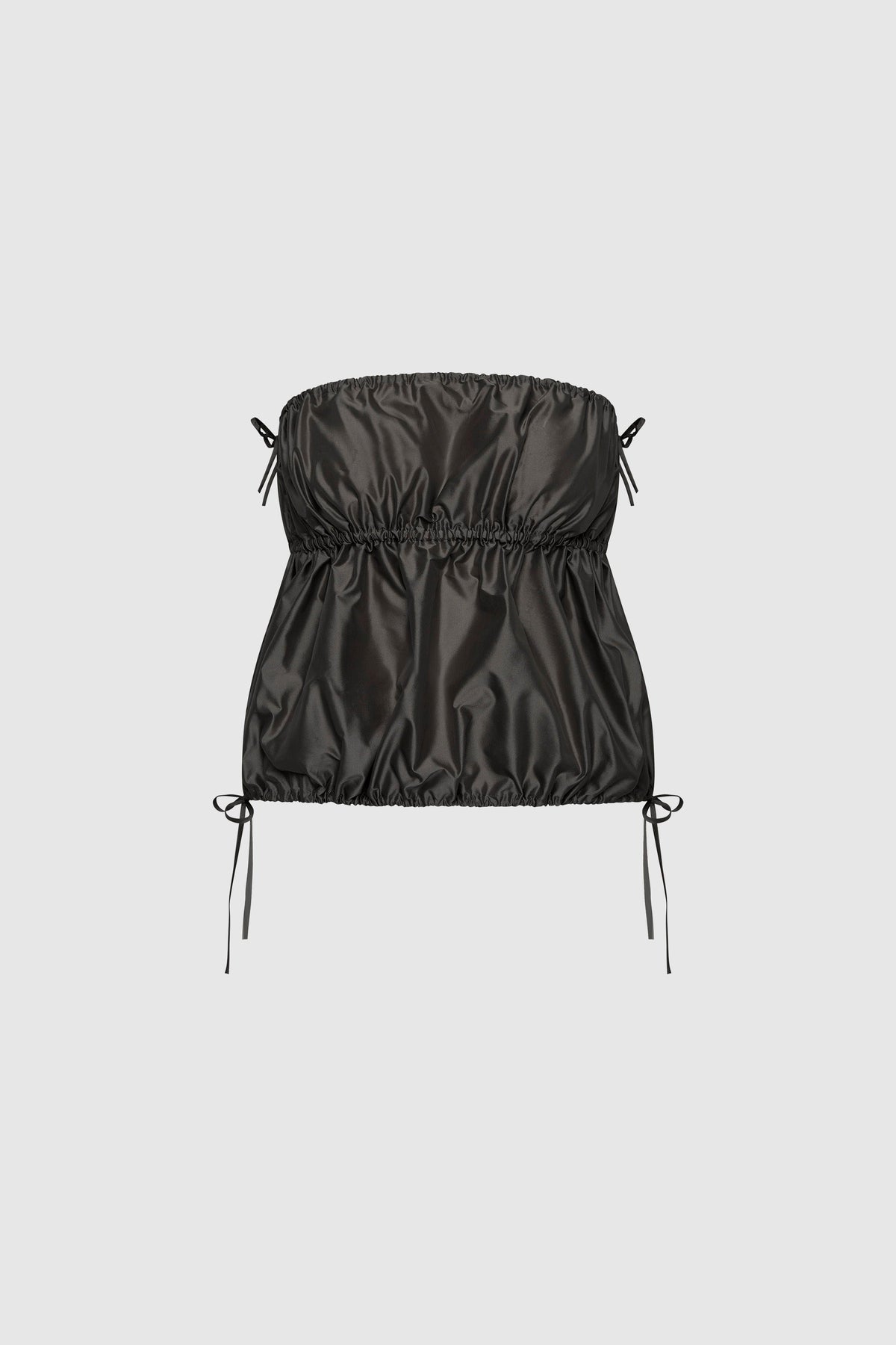 Paper Taffeta Strapless Drawstring Top - Dark Vetiver - Ghost