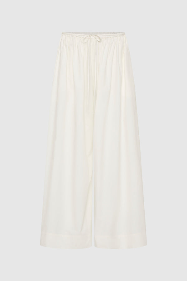 Cotton Hybrid Wide Leg Pants - Off White