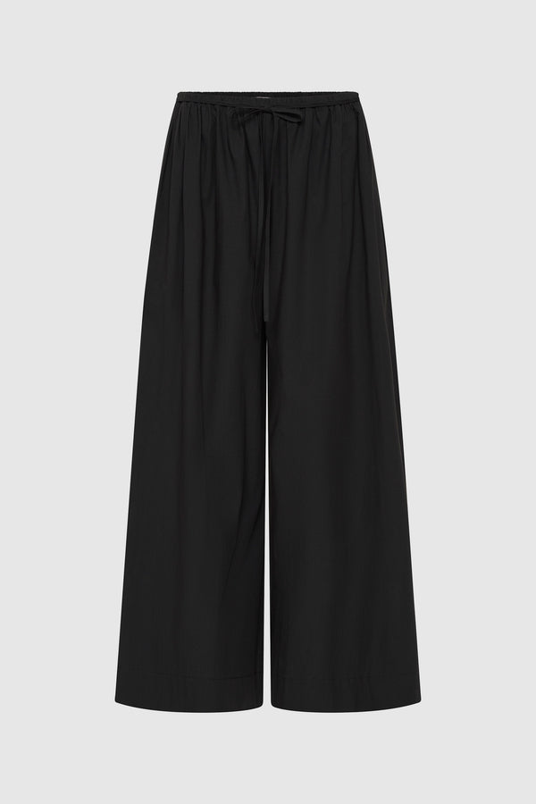Cotton Hybrid Wide Leg Pants - Black