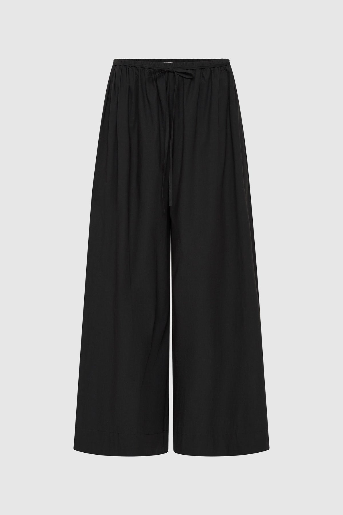 Cotton Hybrid Wide Leg Pants - Black