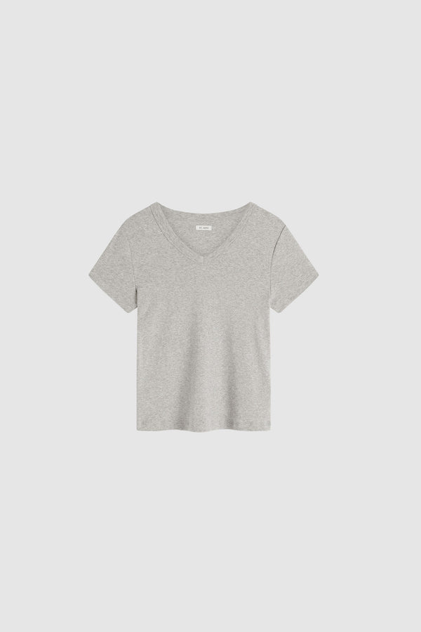 Organic Cotton V Neck Tee - Grey Marle